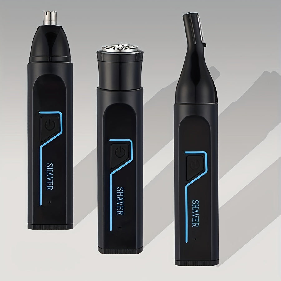 1pc 3-in-1 Multifunctional Electric Nose & Ear Hair Trimmer, Eyebrow Groomer, Rechargeable USB Charging Nose Hair Clipper with 150mAh Battery, ≤36V Operating Voltage, Includes USB-C Cable & Cleaning Brush