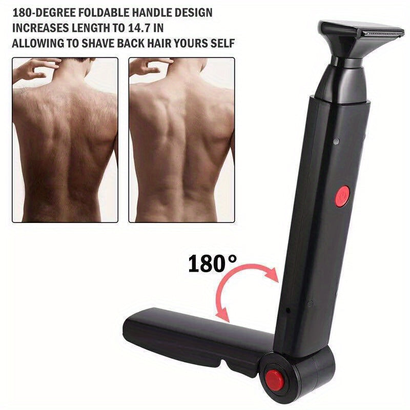 180° Foldable Electric Back Shaver For Men Long Handle Body Hair Removal Razor