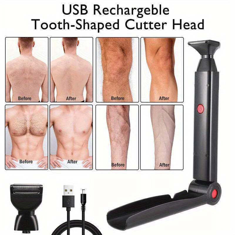 180° Foldable Electric Back Shaver For Men Long Handle Body Hair Removal Razor