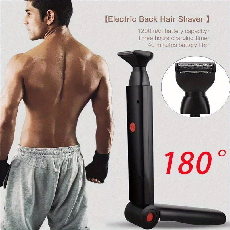180° Foldable Electric Back Shaver For Men Long Handle Body Hair Removal Razor