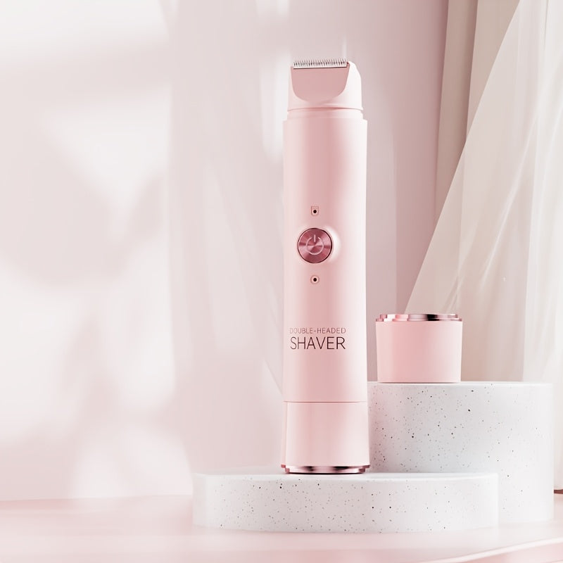 1pc Rechargeable Twin Head Cordless Electric Shaver 2in 1 Unisex Electric Shaver Twin Head Bikini Trimmer Wet and Dry Body Hair Trimmer and Facial Epilator for Bikini Underarms Legs Arms Body and Face