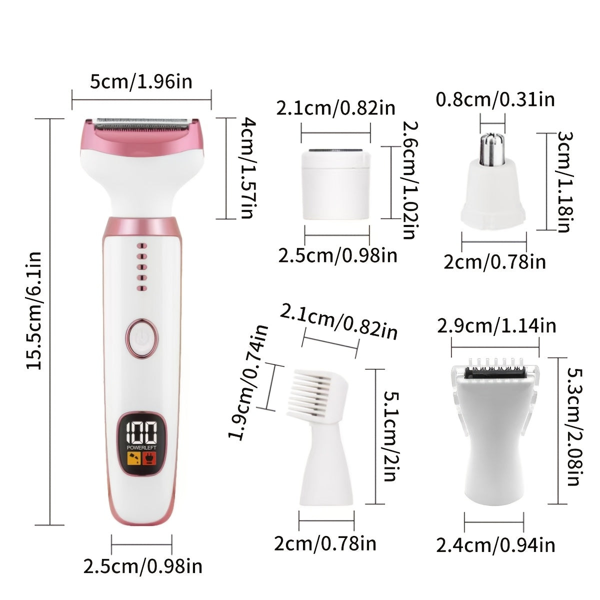 1pc Conduroma 5-in-1 Electric Razor and Trimmer Set for Women, USB Rechargeable Hair Removal Kit with Painless Facial, Body, Leg, Bikini, Underarm Grooming - Mechanical Shaving, ≤36V Lithium Battery