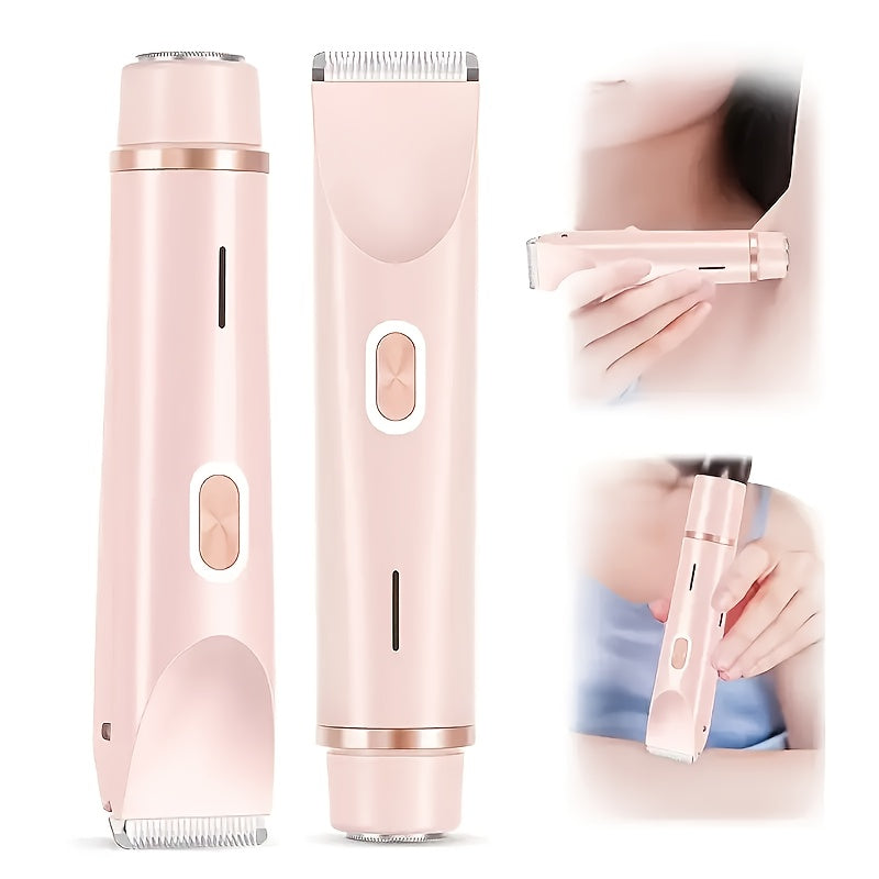 2in 1 Electric Shaver, Dual-Head Hair Removal, Women Bikini Trimmer, Designed for Full Body Hair Removal, USB Charging, Convenient to Carry, Gentle Touch, Electric Hair Trimmer and Razors for Bikini, Armpit, Leg and Body Hair Removal, IPX7