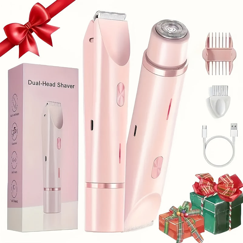 2in 1 Electric Shaver, Dual-Head Hair Removal, Women Bikini Trimmer, Designed for Full Body Hair Removal, USB Charging, Convenient to Carry, Gentle Touch, Electric Hair Trimmer and Razors for Bikini, Armpit, Leg and Body Hair Removal, IPX7