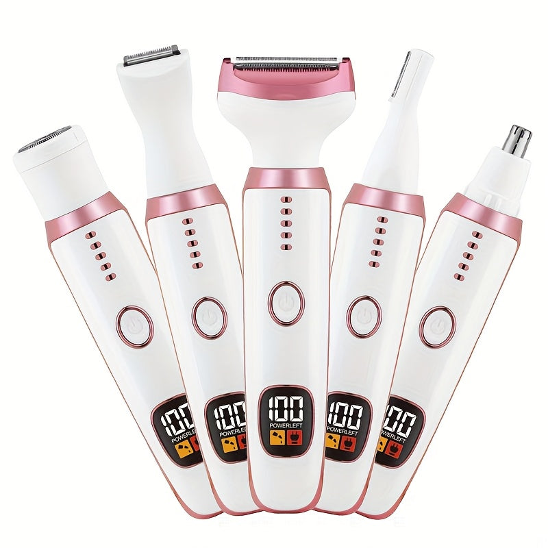 1pc Conduroma 5-in-1 Electric Razor and Trimmer Set for Women, USB Rechargeable Hair Removal Kit with Painless Facial, Body, Leg, Bikini, Underarm Grooming - Mechanical Shaving, ≤36V Lithium Battery