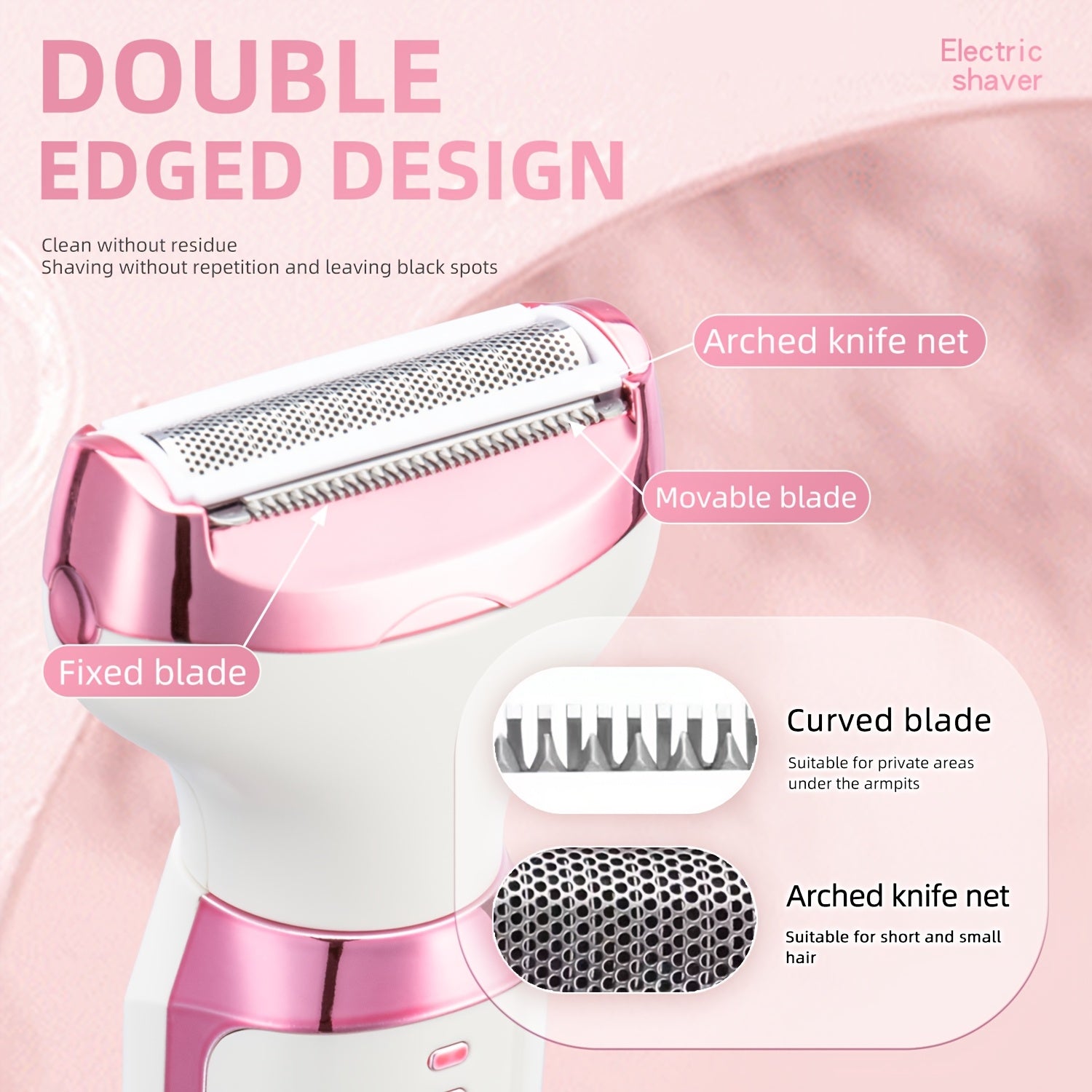1pc Conduroma 5-in-1 Electric Razor and Trimmer Set for Women, USB Rechargeable Hair Removal Kit with Painless Facial, Body, Leg, Bikini, Underarm Grooming - Mechanical Shaving, ≤36V Lithium Battery