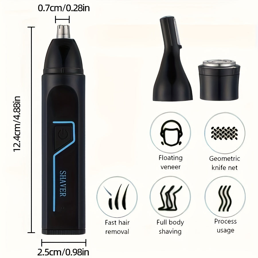 1pc 3-in-1 Multifunctional Electric Nose & Ear Hair Trimmer, Eyebrow Groomer, Rechargeable USB Charging Nose Hair Clipper with 150mAh Battery, ≤36V Operating Voltage, Includes USB-C Cable & Cleaning Brush