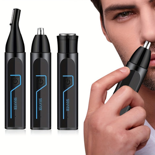 1pc 3-in-1 Multifunctional Electric Nose & Ear Hair Trimmer, Eyebrow Groomer, Rechargeable USB Charging Nose Hair Clipper with 150mAh Battery, ≤36V Operating Voltage, Includes USB-C Cable & Cleaning Brush