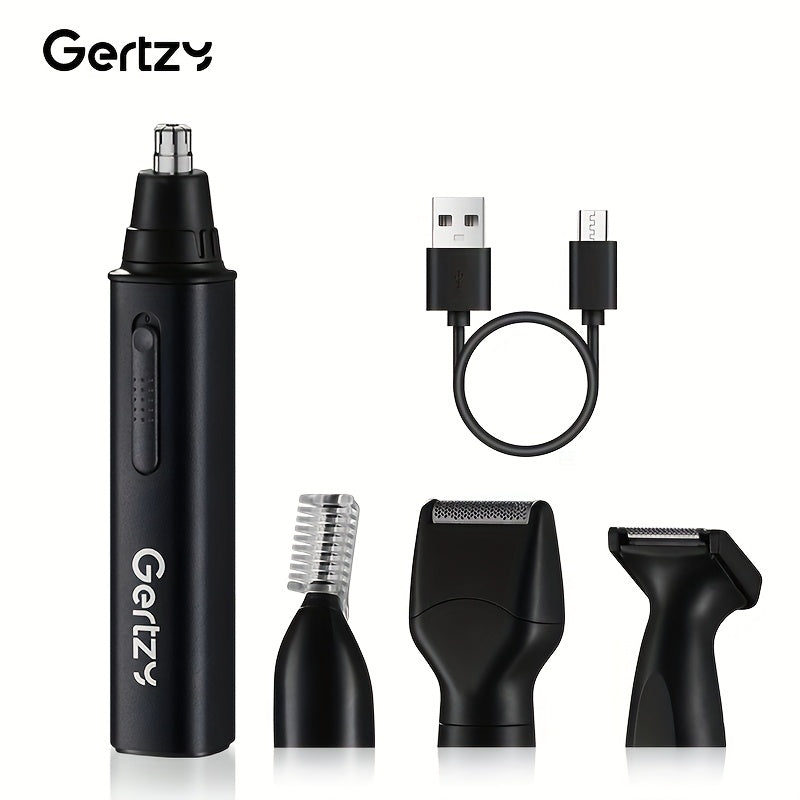 Rechargeable GERTZY Advanced Ear and Nose Hair Trimmer for Men and Women, Multipurpose Use 4 in 1, Four Replacement Heads, Easy to Carry, Easy-to-Use Nose Clipper Design for Precise Trimming, Father'S Day Gif