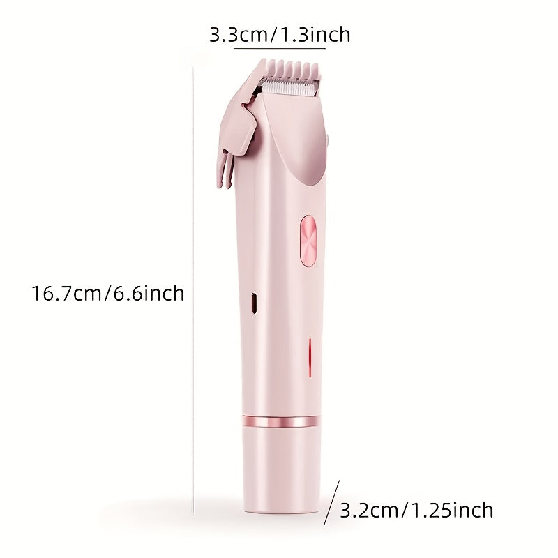 2in 1 Electric Shaver, Dual-Head Hair Removal, Women Bikini Trimmer, Designed for Full Body Hair Removal, USB Charging, Convenient to Carry, Gentle Touch, Electric Hair Trimmer and Razors for Bikini, Armpit, Leg and Body Hair Removal, IPX7