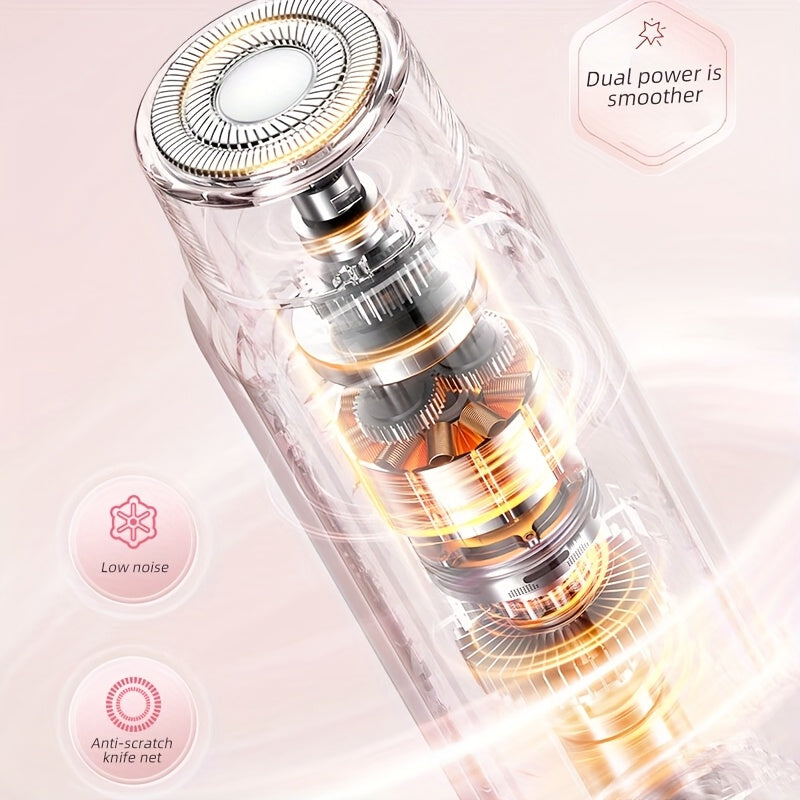 1pc Rechargeable Twin Head Cordless Electric Shaver 2in 1 Unisex Electric Shaver Twin Head Bikini Trimmer Wet and Dry Body Hair Trimmer and Facial Epilator for Bikini Underarms Legs Arms Body and Face