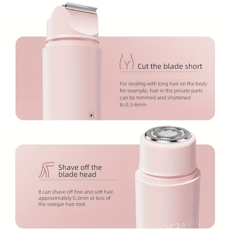 1pc Rechargeable Twin Head Cordless Electric Shaver 2in 1 Unisex Electric Shaver Twin Head Bikini Trimmer Wet and Dry Body Hair Trimmer and Facial Epilator for Bikini Underarms Legs Arms Body and Face