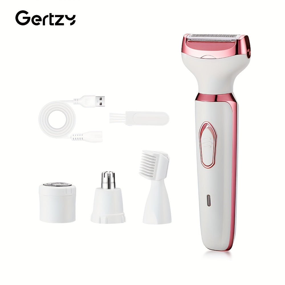 4-in-1 Rechargeable Electric Razor for Women - Face, Nose, Legs, Underarm, Bikini Trimmer - Wet & Dry, Painless Grooming Kit - Portable & Rechargeable, Father'S Day Gift