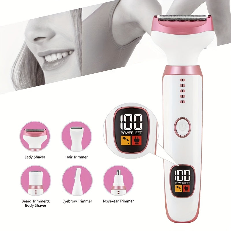 1pc Conduroma 5-in-1 Electric Razor and Trimmer Set for Women, USB Rechargeable Hair Removal Kit with Painless Facial, Body, Leg, Bikini, Underarm Grooming - Mechanical Shaving, ≤36V Lithium Battery
