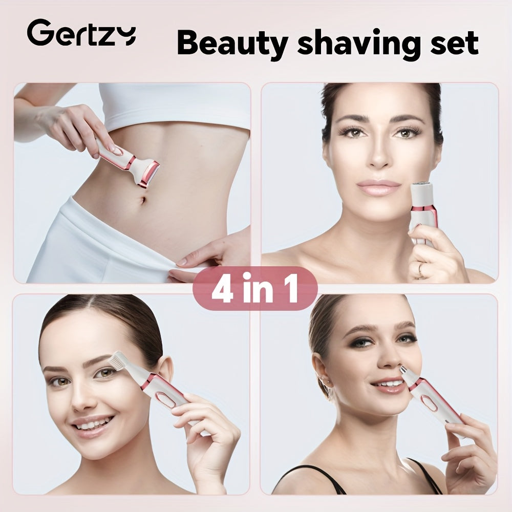 4-in-1 Rechargeable Electric Razor for Women - Face, Nose, Legs, Underarm, Bikini Trimmer - Wet & Dry, Painless Grooming Kit - Portable & Rechargeable, Father'S Day Gift