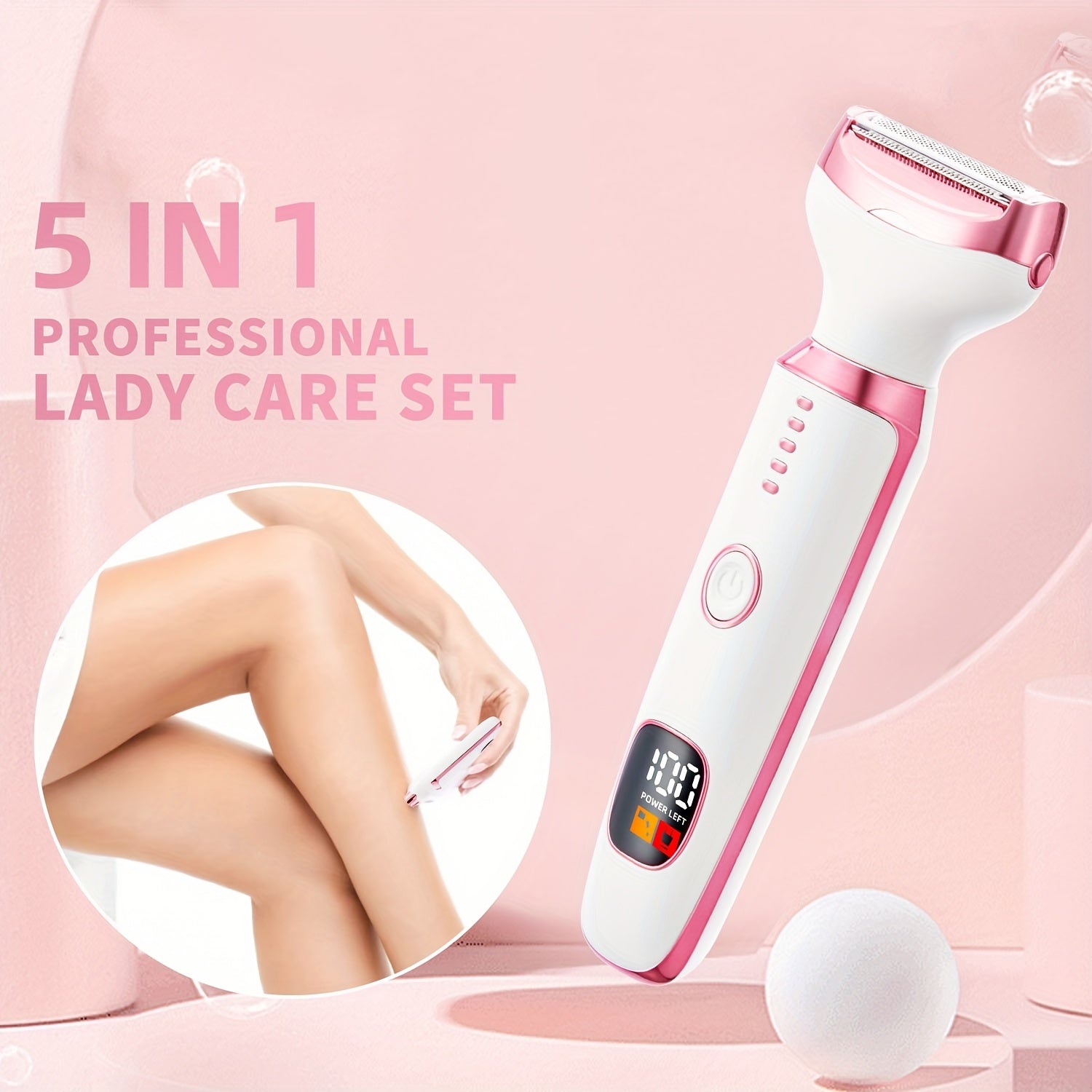 1pc Conduroma 5-in-1 Electric Razor and Trimmer Set for Women, USB Rechargeable Hair Removal Kit with Painless Facial, Body, Leg, Bikini, Underarm Grooming - Mechanical Shaving, ≤36V Lithium Battery