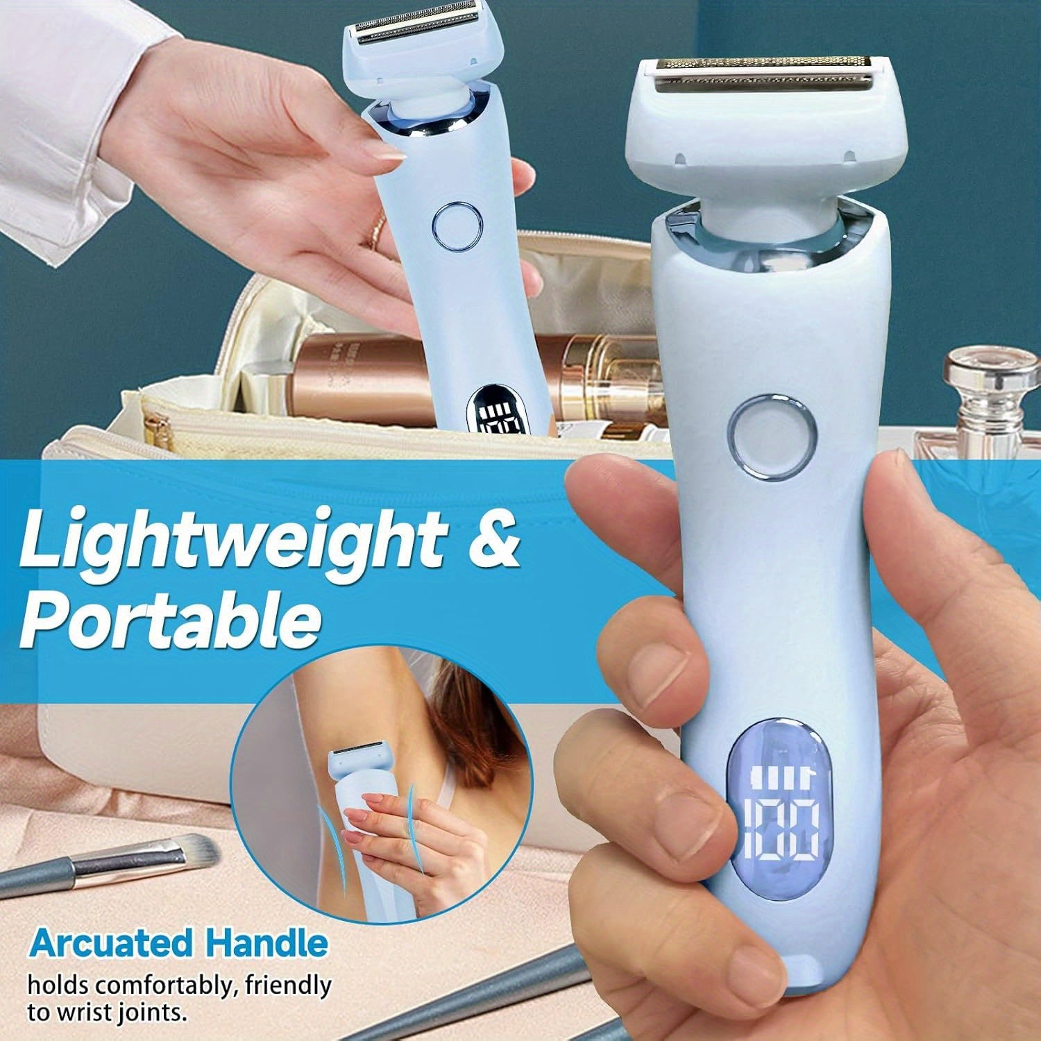 2-in-1 Women'S Electric Trimmer & Razor - Bikini-Specific, Wet/Dry Use, Rechargeable, Fits Body, Arms, Legs & Underarms, Comfortable Grip, USB Charging, Battery, Ergonomic Design for Smooth Shaving, Personal Care Device, Sleek Grooming Tool, Versatile